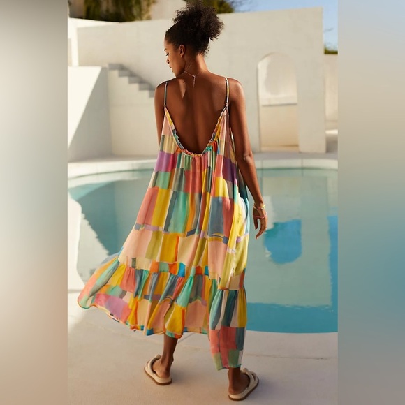 Anthropologie Dress Women’s Small Malika Gauze Maxi Dress Assorted Color Petite - Picture 4 of 11